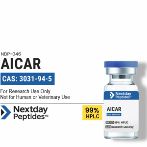 AICAR Acadesine AMPK activator research compound vial — ≥99% HPLC purity, CAS 2627-69-2, powder, Nextday Peptides
