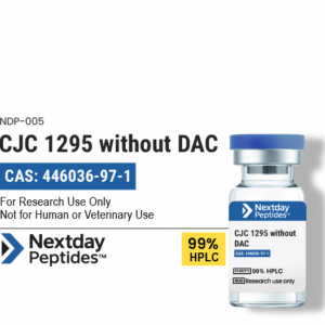 CJC-1295 No DAC research peptide vial — ≥99% HPLC purity, CAS 446036-97-1, lyophilized powder, Nextday Peptides