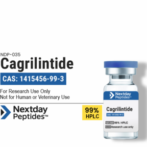 Cagrilintide amylin analog research peptide vial — ≥99% HPLC purity, CAS 1415456-99-3, lyophilized powder, Nextday Peptides