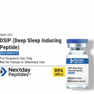 DSIP Delta Sleep-Inducing Peptide research vial — ≥99% HPLC purity, CAS 62568-57-4, lyophilized powder, Nextday Peptides