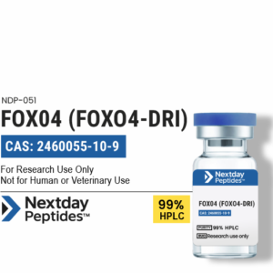 FOXO4-DRI senolytic research peptide vial — ≥99% HPLC purity, CAS 2460055-10-9, lyophilized powder, Nextday Peptides