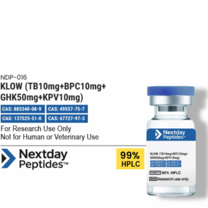 KLOW peptide blend research vial — TB-500, BPC-157, GHK-Cu, KPV, 80mg lyophilized powder, Nextday Peptides