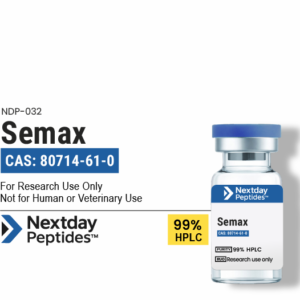 Semax research peptide vial — ≥99% HPLC purity, CAS 80714-61-0, lyophilized powder, Nextday Peptides