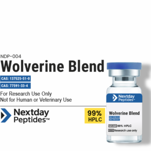 Wolverine Blend BPC-157 TB-500 research peptide vial — 10mg lyophilized powder, ≥99% HPLC purity, Nextday Peptides
