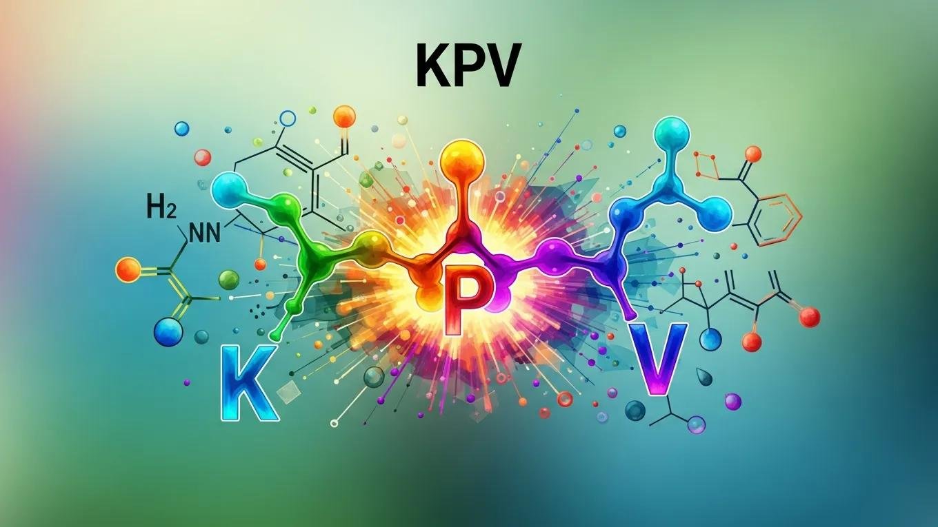 Artistic rendering of KPV peptide molecular structure for scientific research reference